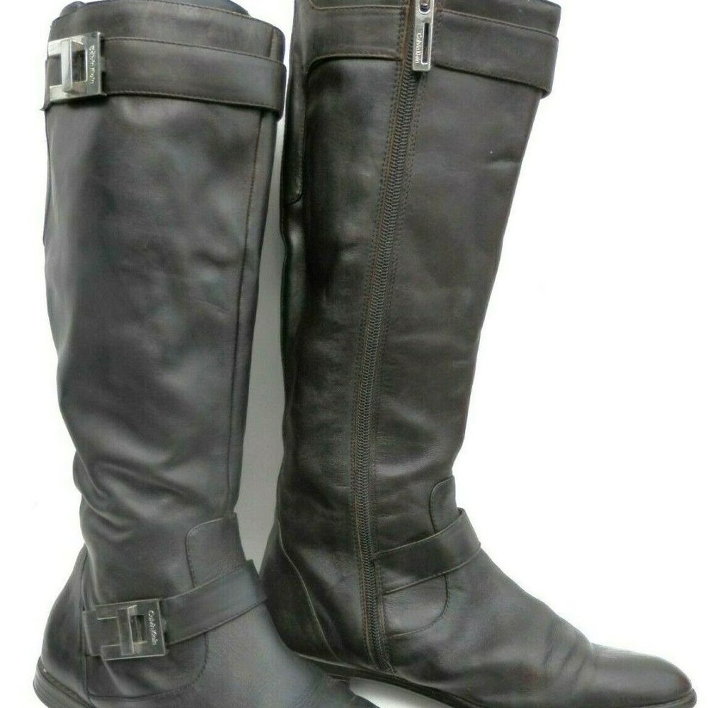 Calvin Klein CK Tall boots leather excellent cond
